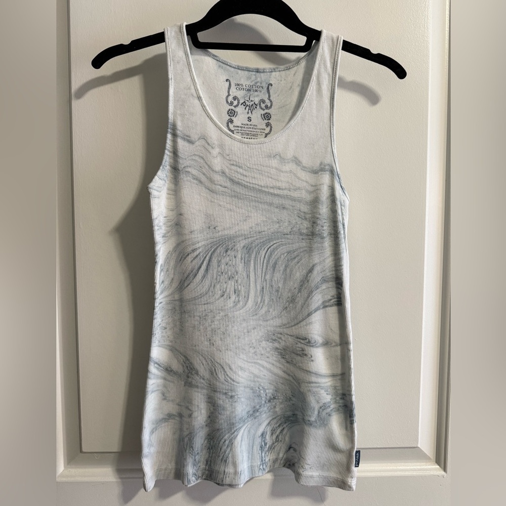 White and Blue Patterned Tank Top